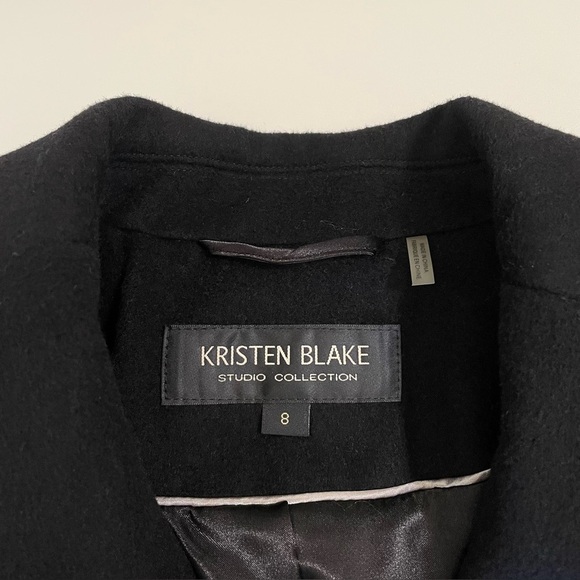 NWT Kristen Blake Walking Coat Wool Blend Notch Lapel Single Breasted Black 8 - Picture 15 of 16